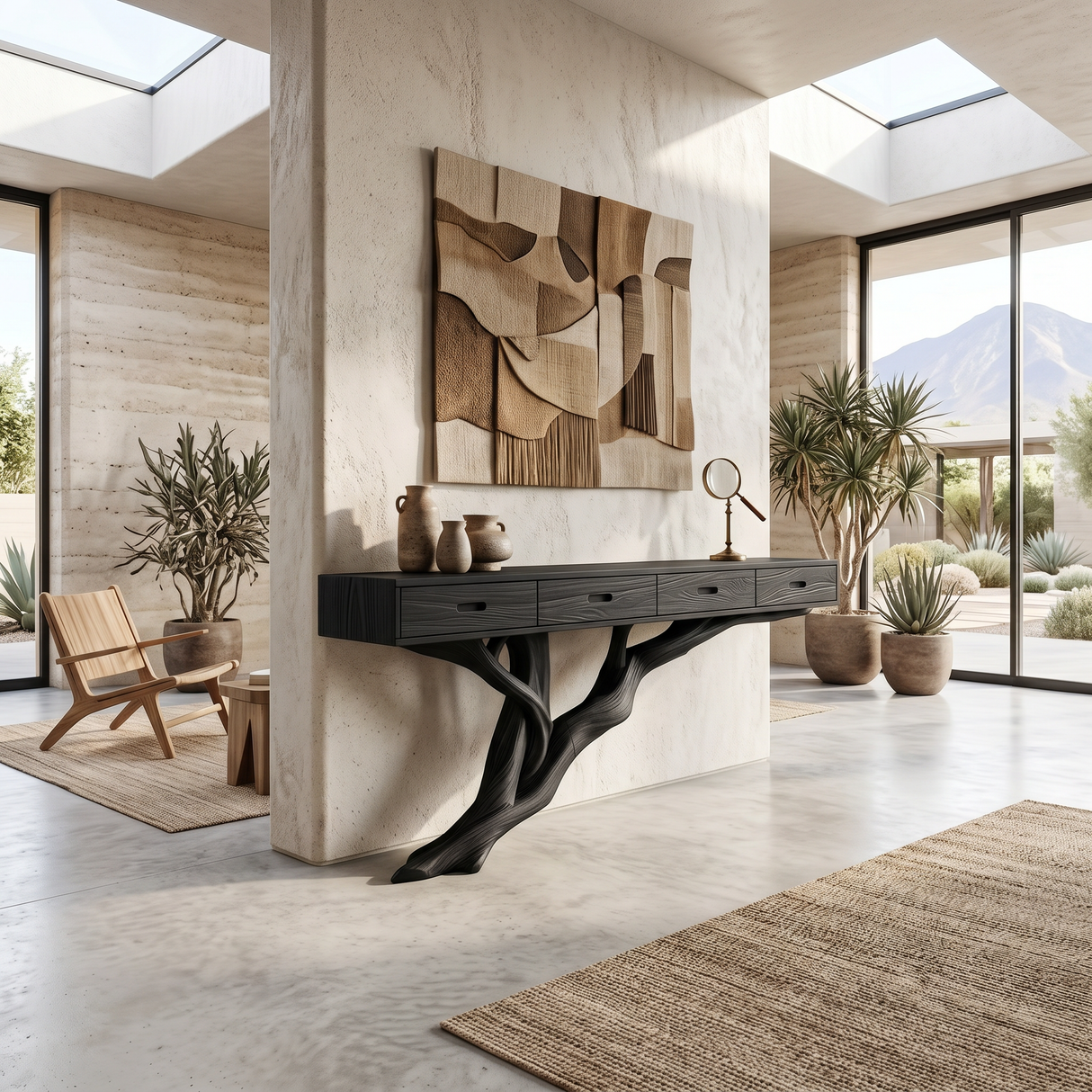 Mid Century Wooden Console Table For Living Room Contemporary Accent