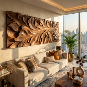 Luxury Wall Art With Floral Carving For Living Room