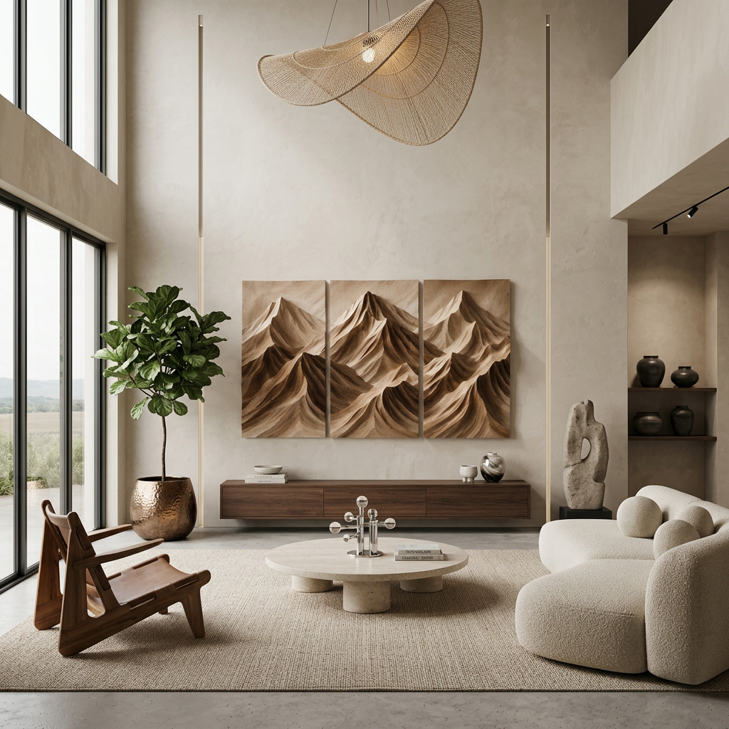 Modern Mountain Relief Wall Art For Lounge Interior