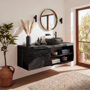 Organic Floating Bathroom Vanity Tropical Spa Retreat
