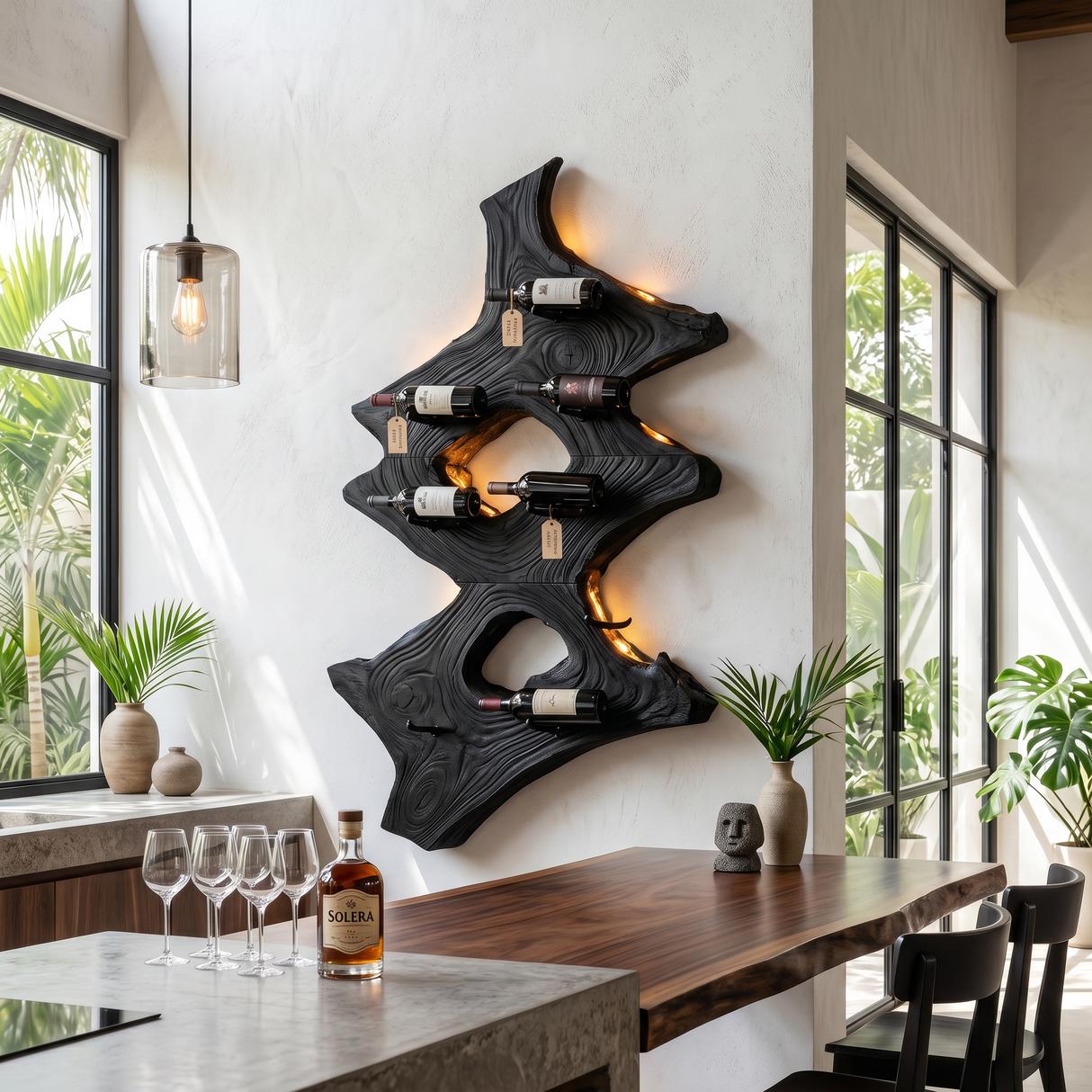 Mid Century Wine Stand For Kitchen Home Bar Display