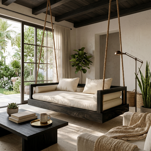 Modern Luxury Wooden Hanging Sofa Swing Contemporary Residence