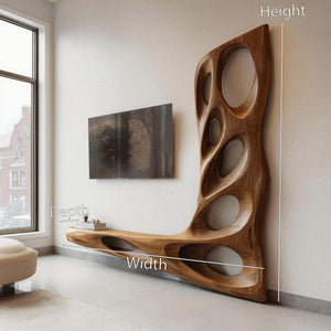 Modern Sculptural TV Wall Console For Living Room Decor