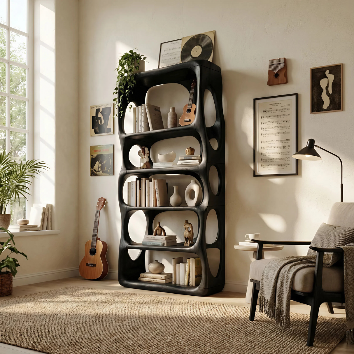 Farmhouse Handcrafted Bookcase Storage Organizer For Living Room