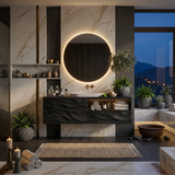 Modern Floating Bathroom Vanity With Wave Carved Cabinet For Bathroom