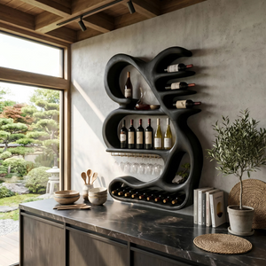 Organic Sculptural Wine Display Rack For Home Bar