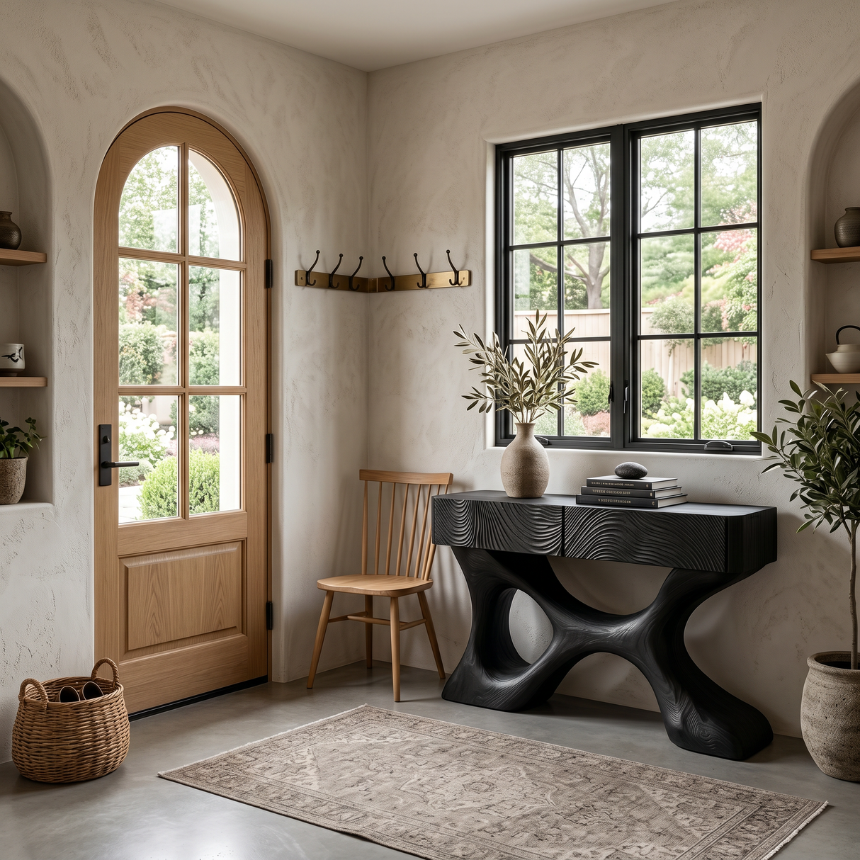 Modern Wood Console Table With Carved Drawers For Luxury Home