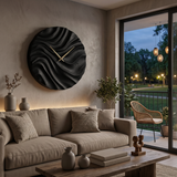 Organic Wood Wall Clock With Flowing Wave For Bedroom Interior