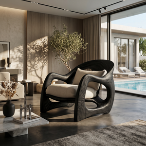 Handcrafted Organic Wood Armchair for Cozy Minimalist Living