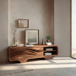 Contemporary Sculpted Low Sideboard For Living Room