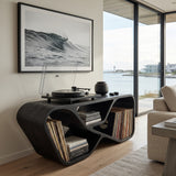 Organic Record Player Cabinet With Curved Shelving For Living Room