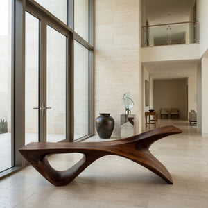 Organic Modern Sculptural Bench For Entryway