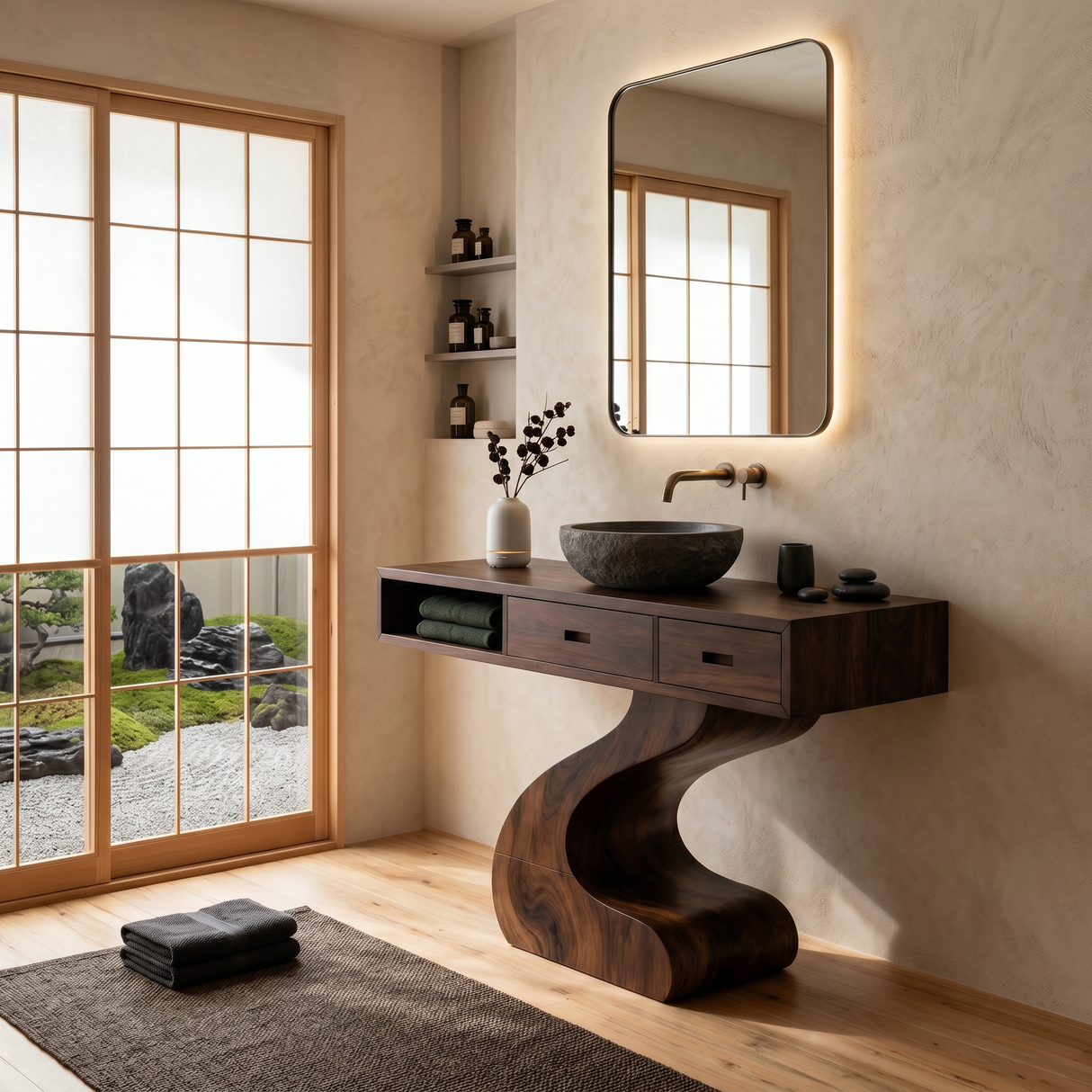 Contemporary Sculpted Vanity For Modern Bathroom Interior