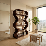 Contemporary Curved Bookshelf Living Room Display
