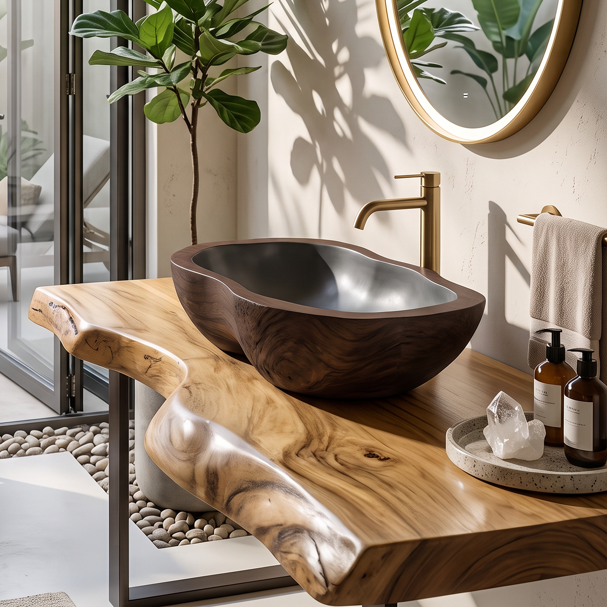 Solid Wood Sink Farmhouse Look For Bathroom Vanity Decor