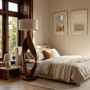 Organic Style Floor Lamp Natural Wood For Living Decor
