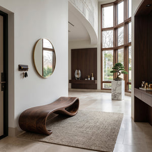Modern Statement Bench With Soft Curved Lines For Entryway