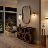 Wooden Console Table With Multiple Round Blocks Base For Hallway