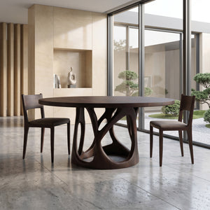 Organic Round Dining Table With Sculptural Leg For Dining Room