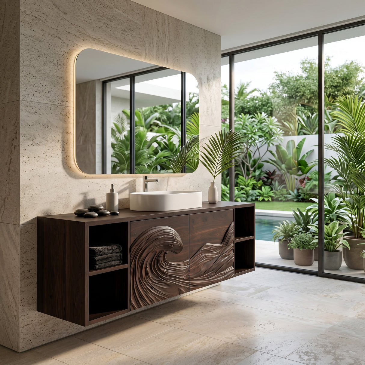 Modern Ocean Wave Bathroom Vanity For Contemporary Bathroom