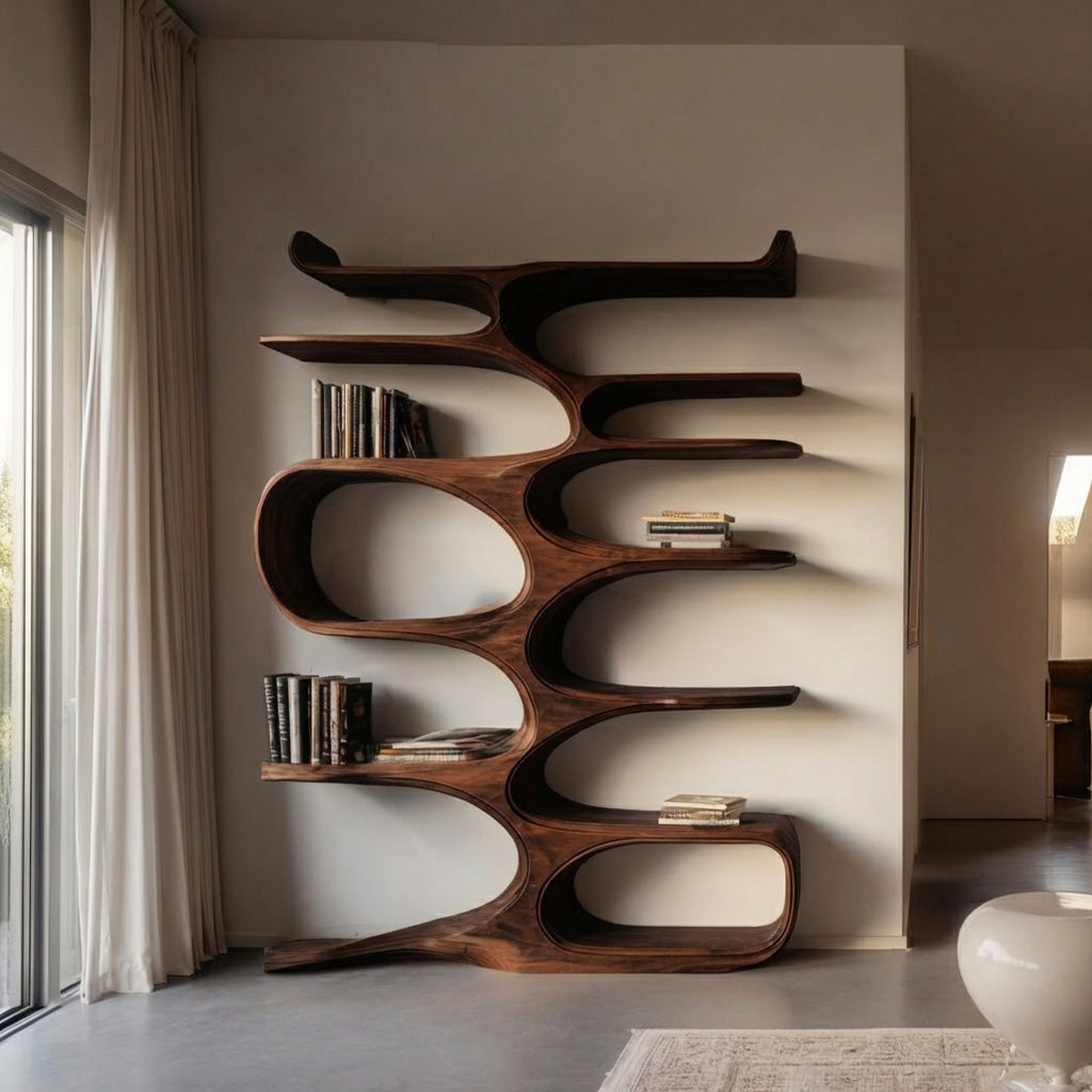 Mid Century Natural Wood Bookshelf For Living Room Furniture