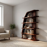 Mid Century Natural Wood Display Bookshelf For Living Room