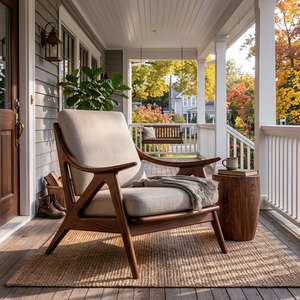 Contemporary Wood Accent Chair With Sculptural Frame For Living Room