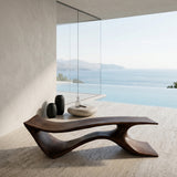 Contemporary Curved Wooden Bench For Corner Living Room