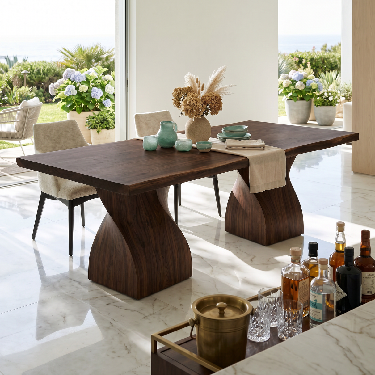 Modern Statement Feast Table For Tropical Dining Space