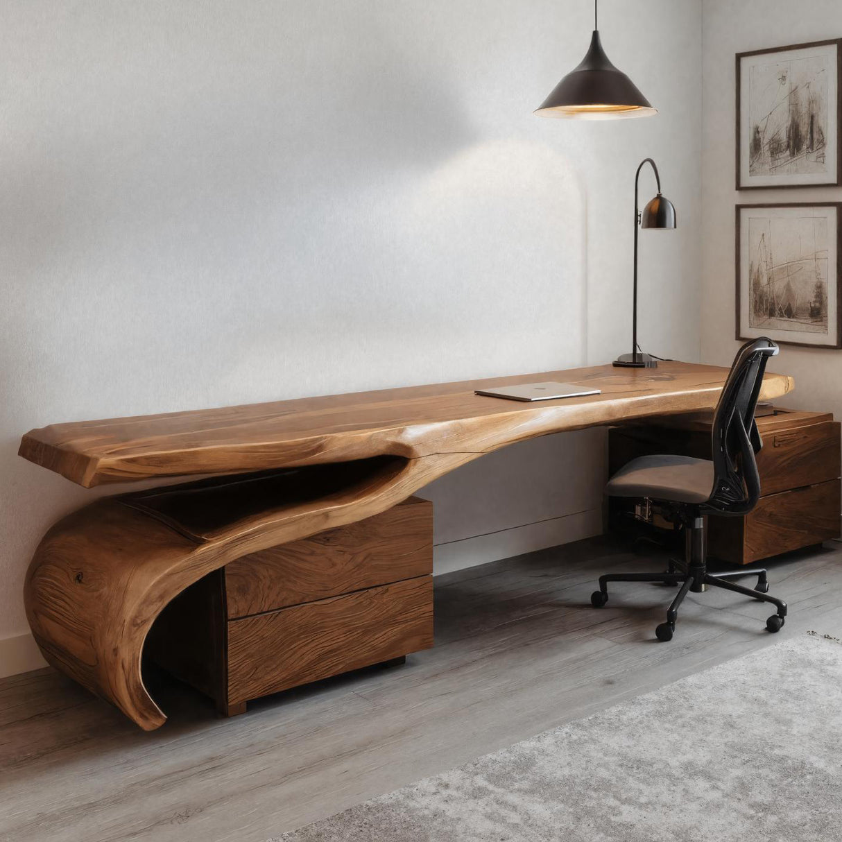Modern Sculptural Desk With Flowing Design For Home Office
