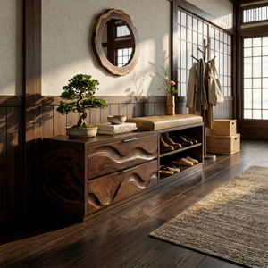 Japandi Shoe Storage Cabinet For Entryway Mudroom Nook Placement