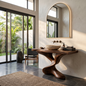 Farmhouse Solid Wood Vanity For Natural Bathroom