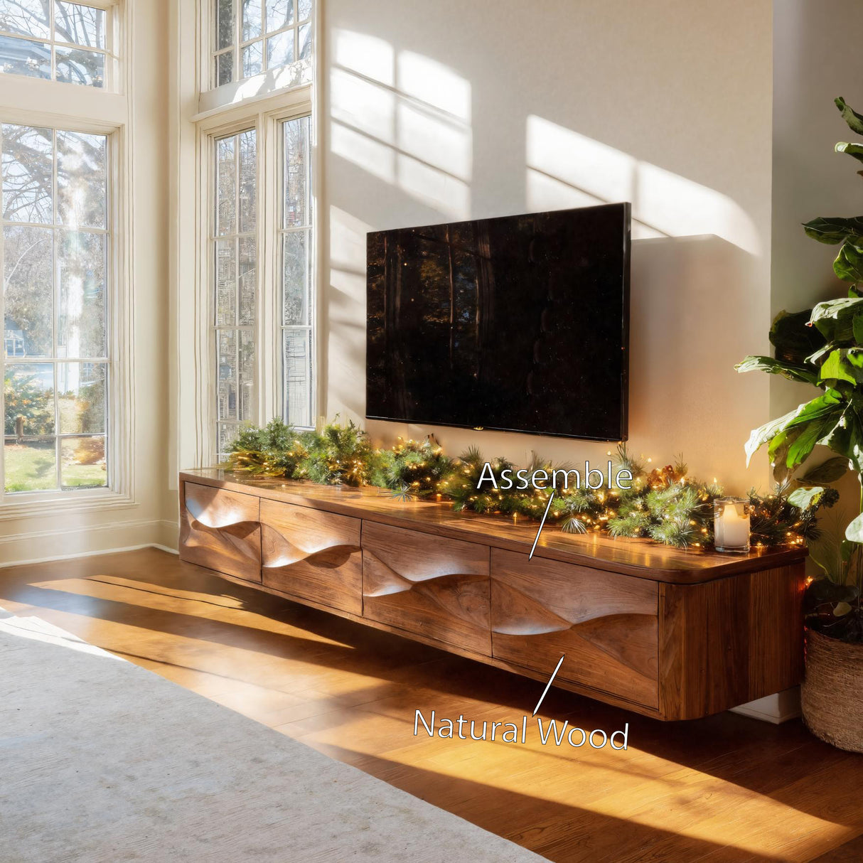 Modern Floating TV Console For Holiday Decor