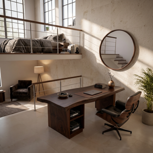 Luxury Executive Desk With Live Edge Top For Classic Home Office