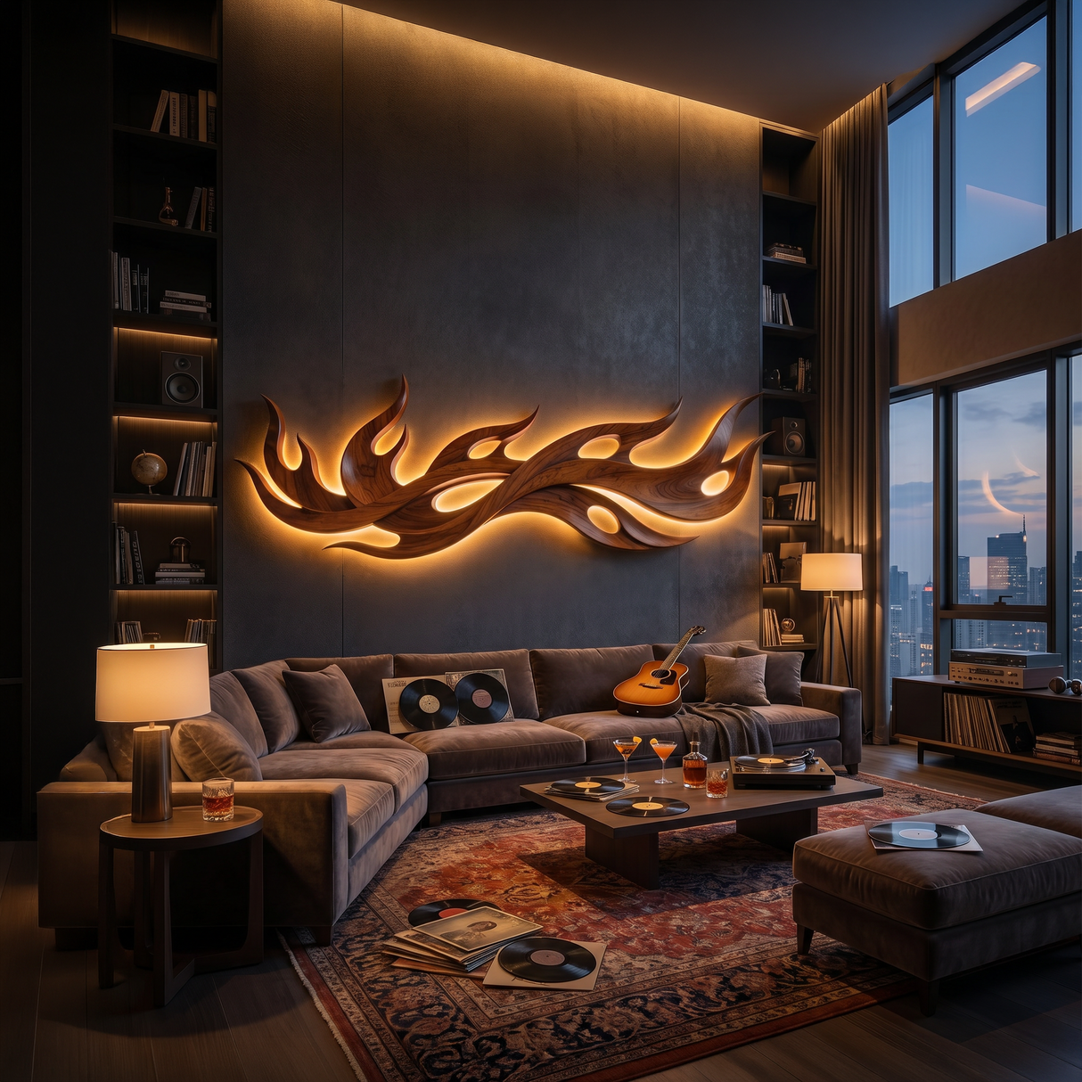 Scandinavian Statement Wall Decor For Penthouse Interior Space