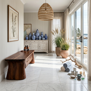 Minimalist Arched Base Bench For Foyer Interior Space