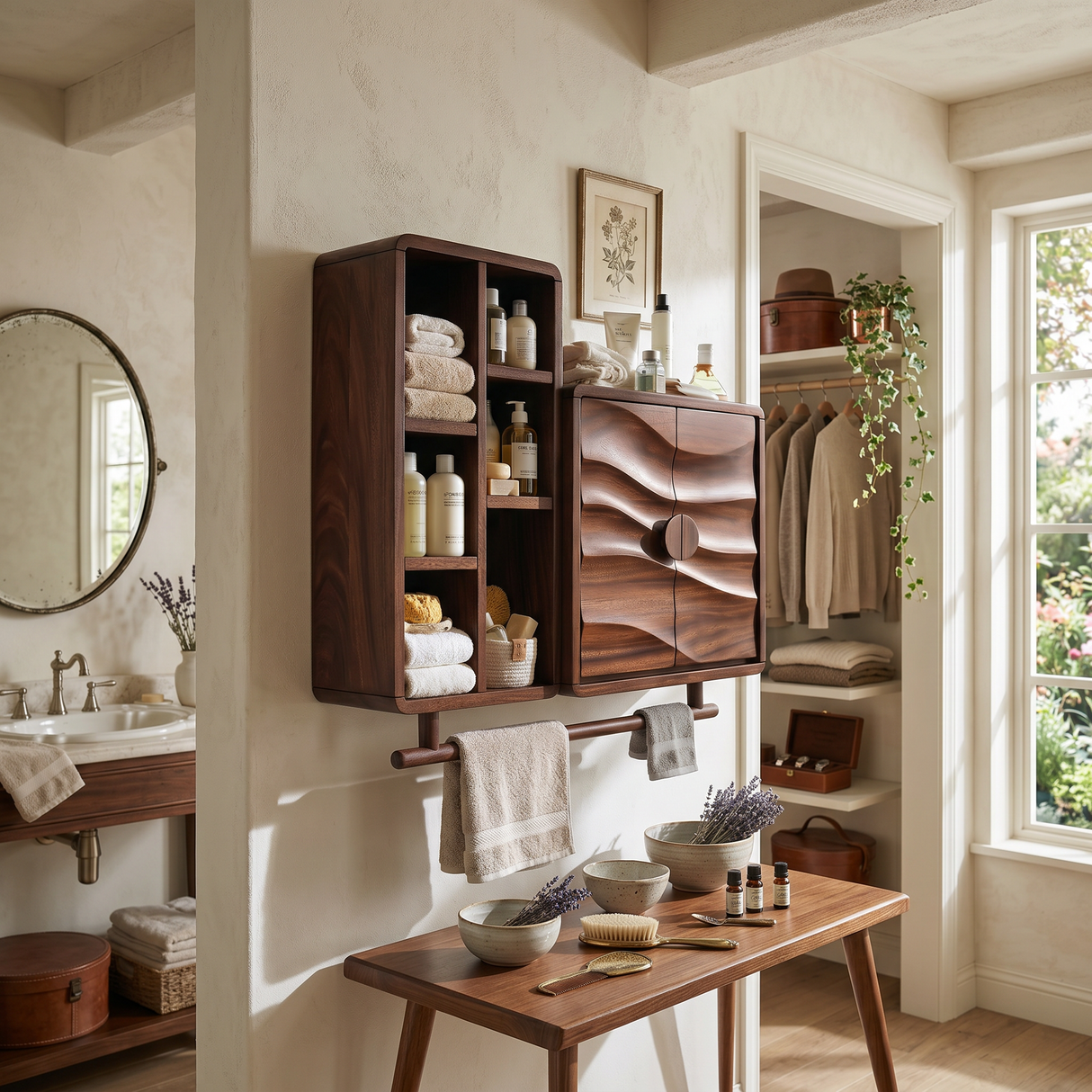 Scandinavian Wave Front Storage Cabinet Guest Suite