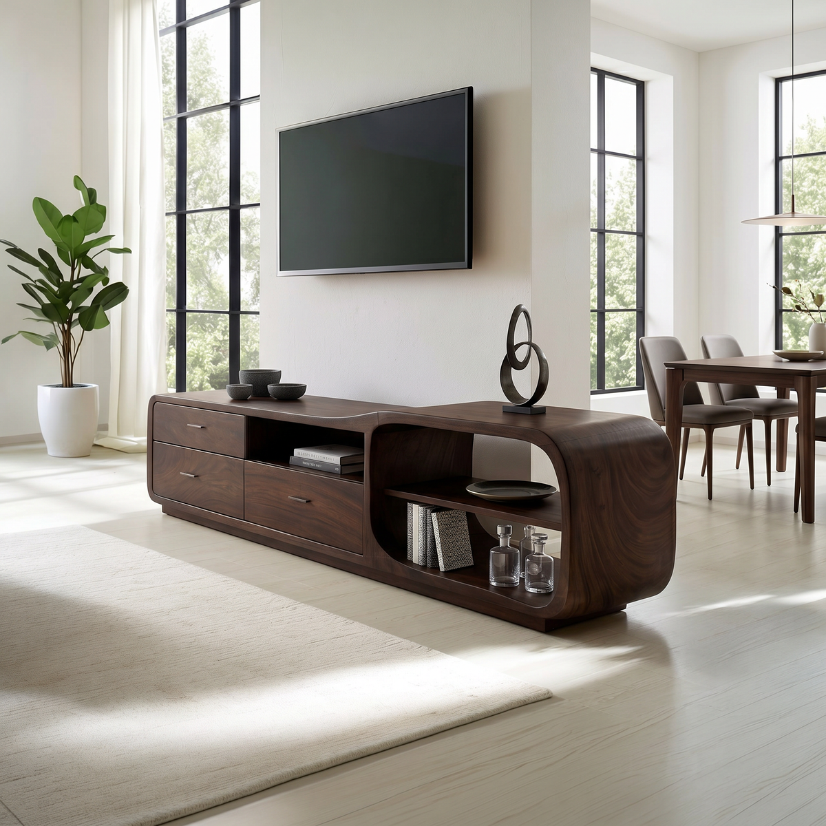Curved Organic TV Stand Designer Residence