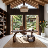 Scandinavian Organic Desk With Display Shelf For Workspace
