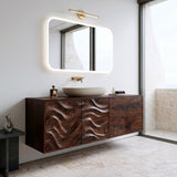 Modern Wave Carved Floating Bathroom Vanity For Master Bathroom