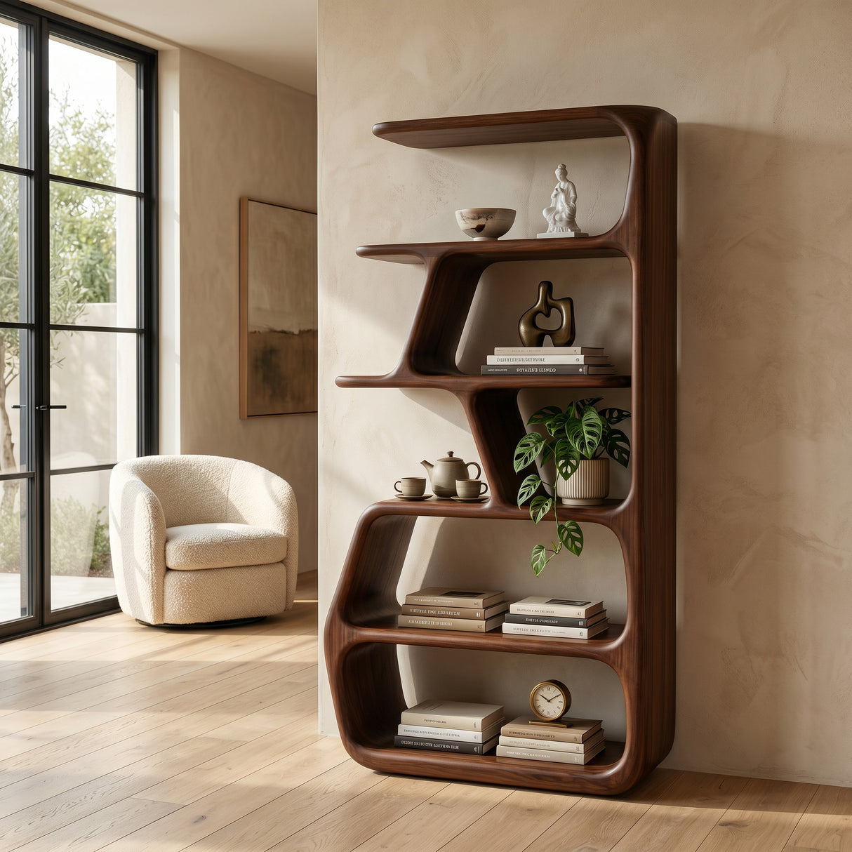 Rustic Wooden Standing Shelf For Apartment Storage