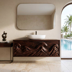 Contemporary Ocean Wave Wooden Bathroom Vanity For Luxury Bathroom
