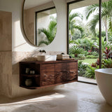 Contemporary Mountain Carved Floating Bathroom Vanity For Bathroom