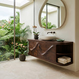 Modern Floating Bathroom Vanity With Relief Carving For Spa Bathroom
