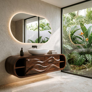 Contemporary Rounded Floating Bathroom Vanity For Modern Bathroom