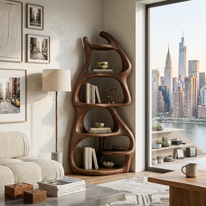 Modern Wooden Freeform Bookcase For Living Room Decor