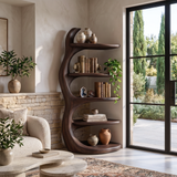 Modern Wooden Bookshelf Biomorphic For Luxury Living Room