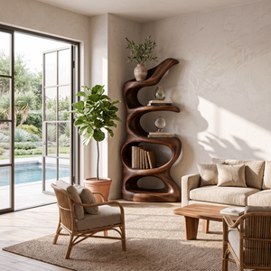 Organic Abstract Freeform Bookcase For Designer Living Room