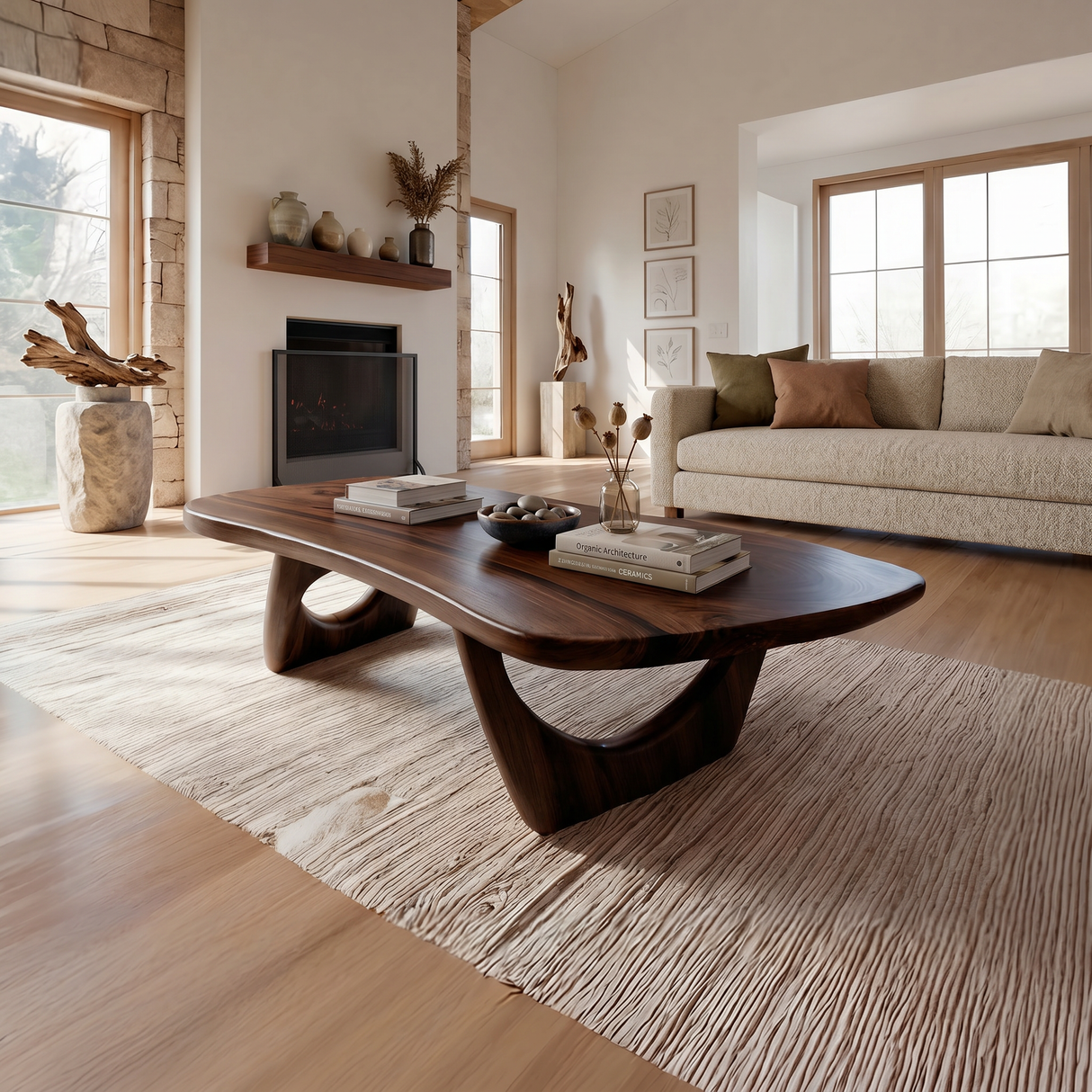 Rustic Solid Wood Coffee Table For Living Room Decor Ideas