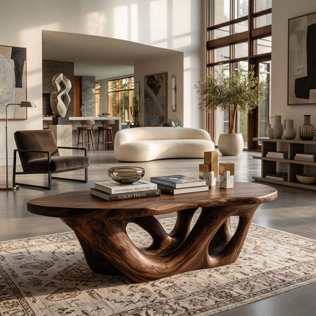 Sculptural Coffee Table With Open Loop Base For Luxury Living